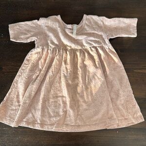 Rylee + Cru Pink Babydoll Dress with Short Sleeves and Crew Neck